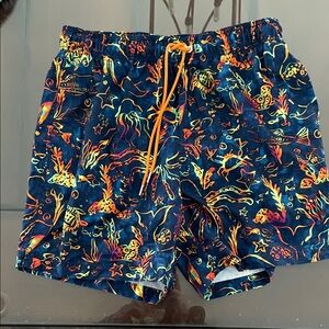Lands' End Colorful Marine Print Swim Trunks